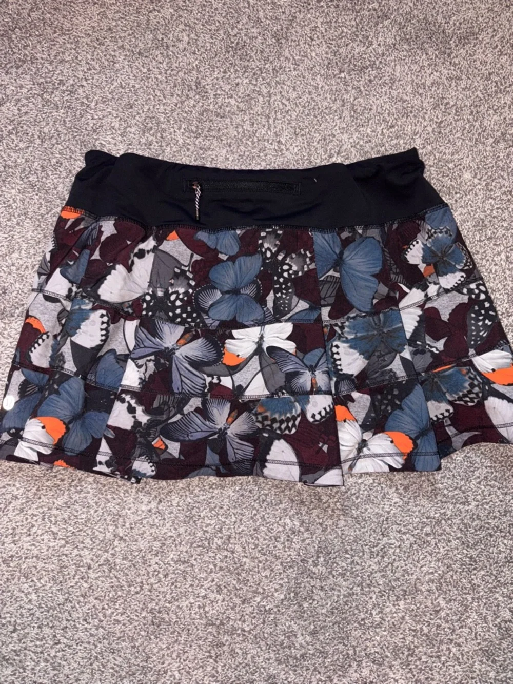 Butterfly Print Lululemon Athletic Skirt with Integrated Shorts - Black/Blue - Picture 3 of 6